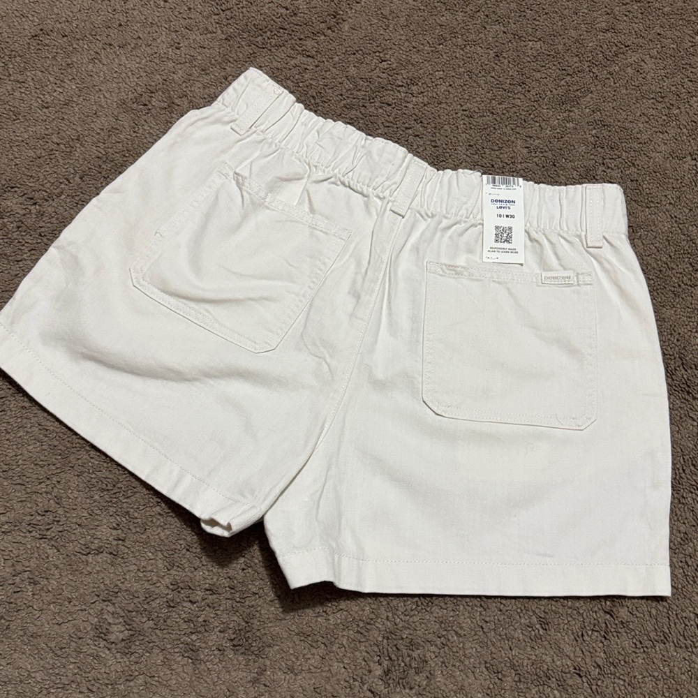 Denizen by Levi’s White Cotton Denim Shorts-Sz 10-Loose A-Line Style-Relaxed Fit - Picture 6 of 10